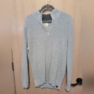 Light Gray Waffle Knit Men's 1/4 Zip Sweatshirt